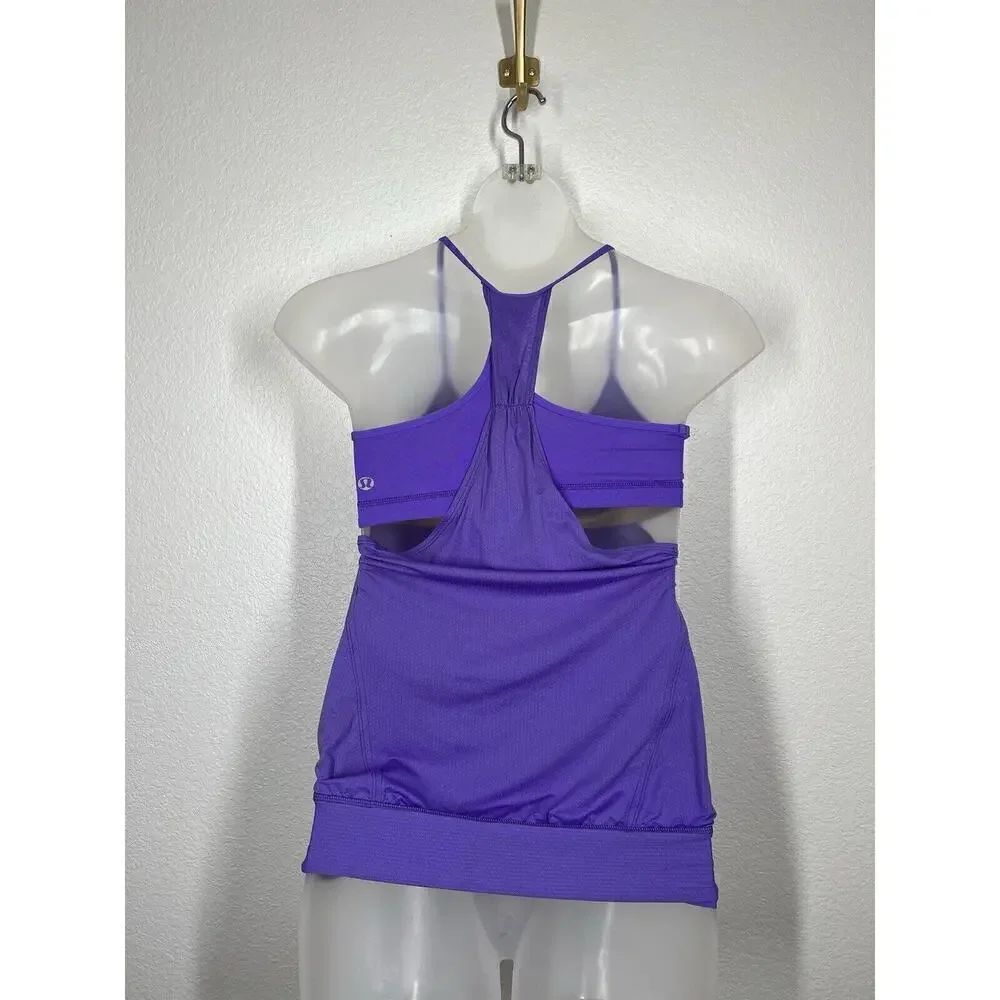 Lululemon No Limits Tank Top Size 4 Purple Built In Bra Layered